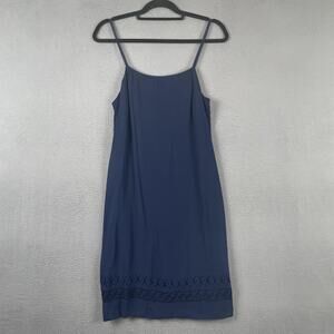 Esprit De Corp Dress Womens 9/10 Blue Slip Strappy Crochet Vintage 90s Grunge